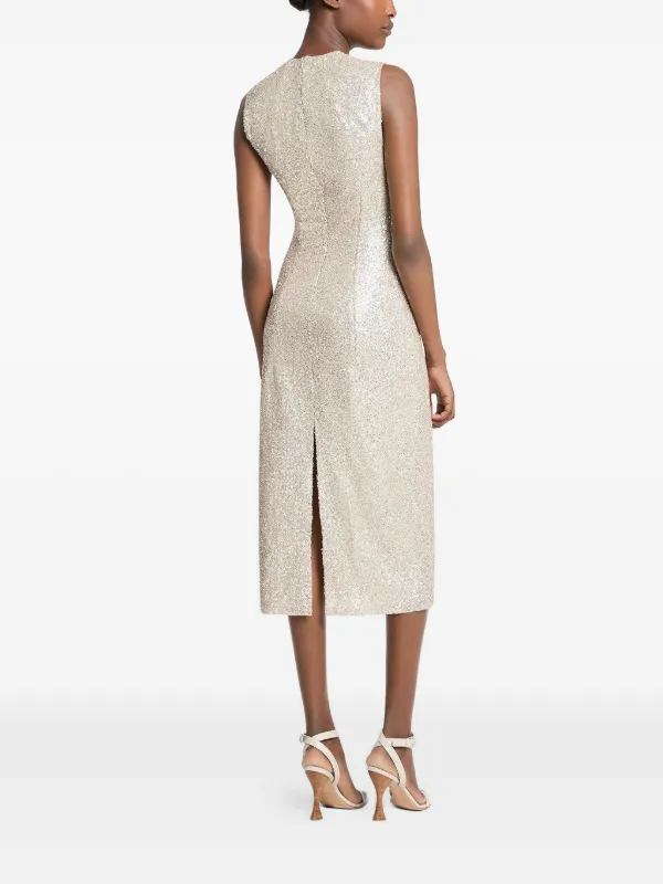 michael kors dress silver Embellished Georgette Dress in SILVER - Sale