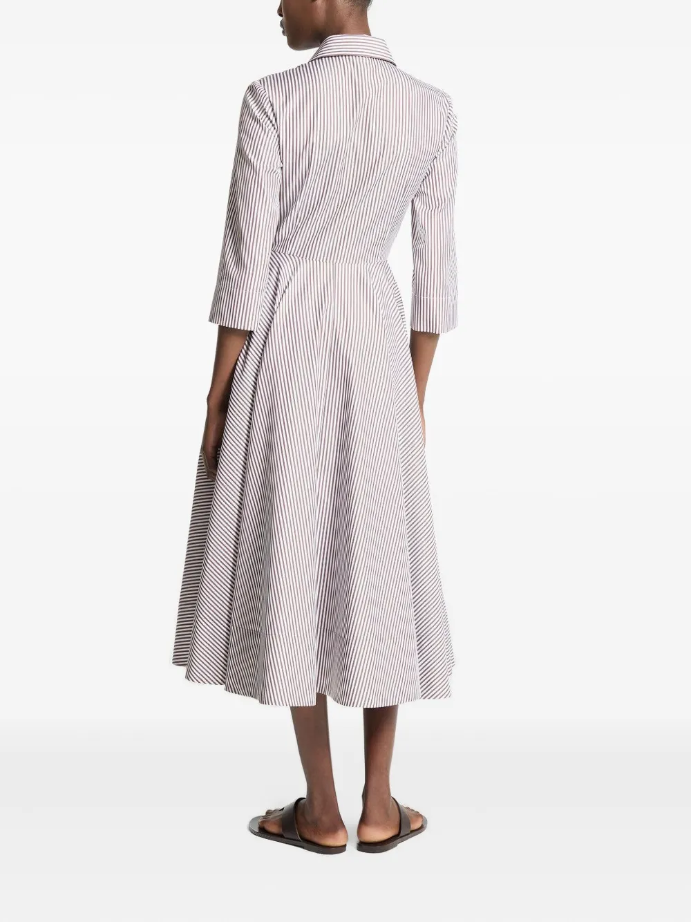 Michael Kors Collection striped belted shirt dress Wit