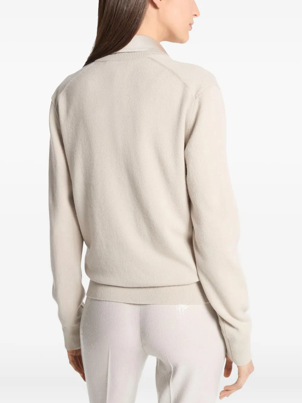 Michael Kors Collection V-neck long-sleeve sweater Beige