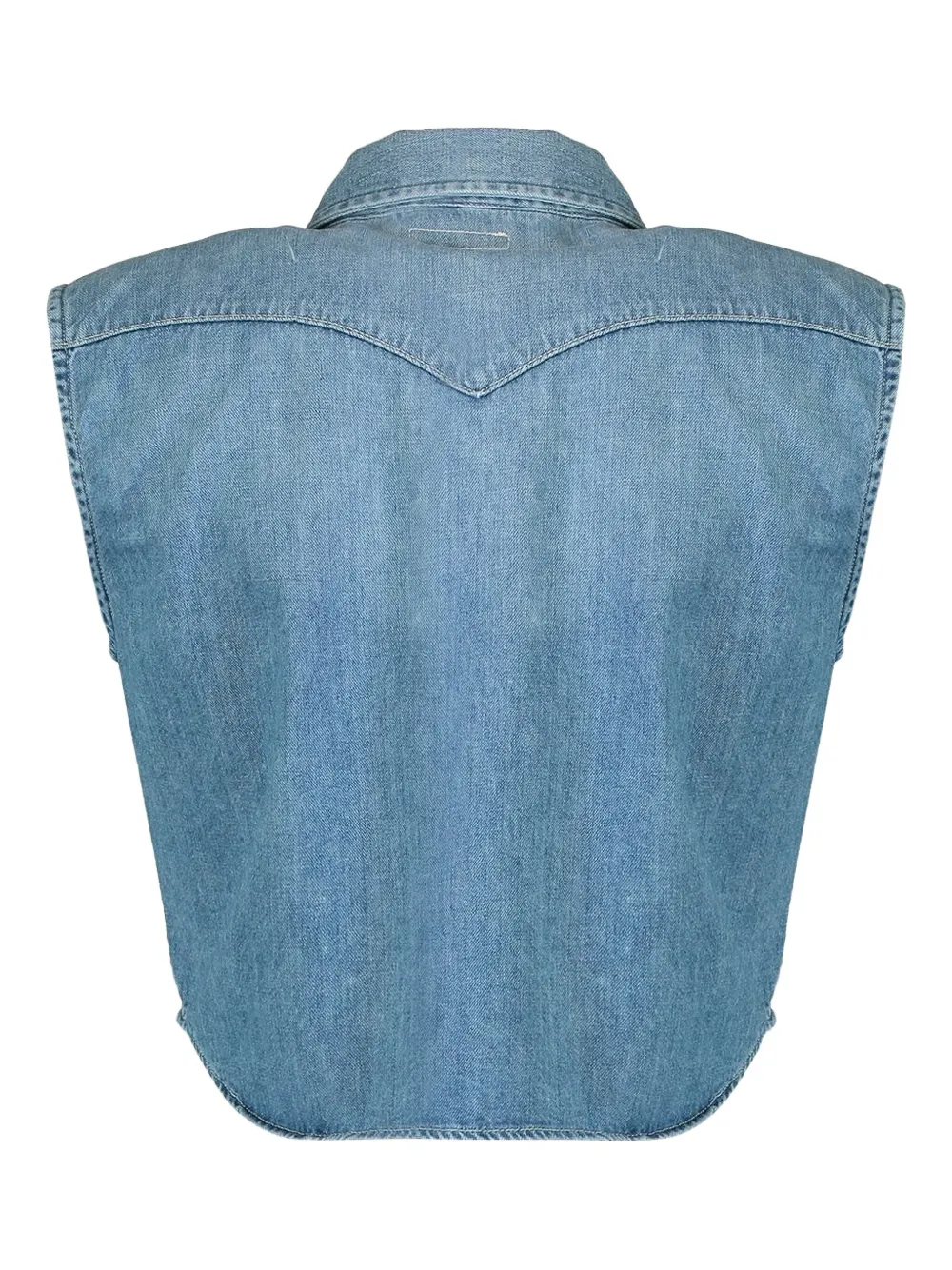 MOTHER knotted sleeveless denim top MTIMEMST BLUE