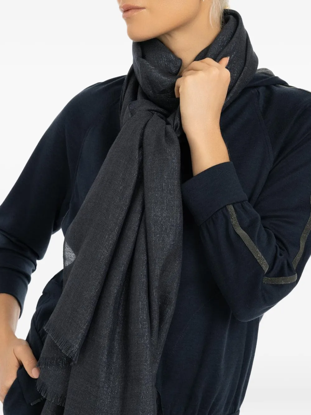 Brunello Cucinelli lurex fringed scarf | Image 2