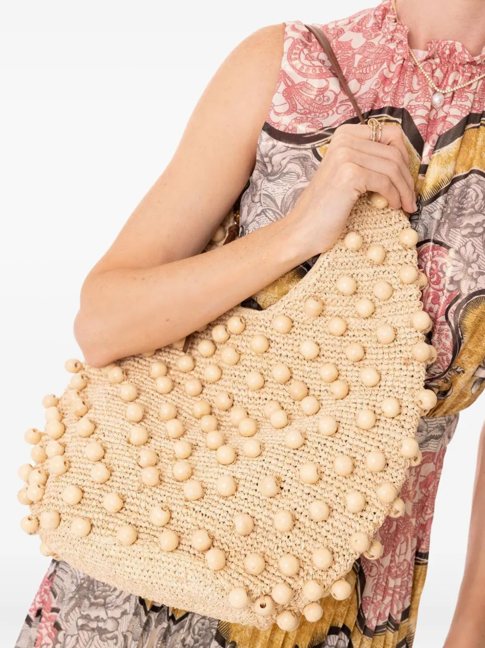 Poolside The Brighton beaded tote bag Beige