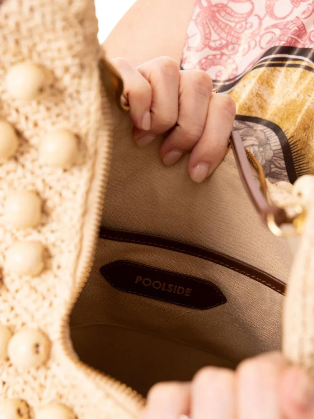 Poolside The Brighton beaded tote bag Beige