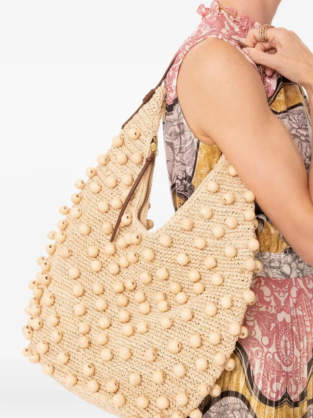 Poolside The Brighton beaded tote bag Beige