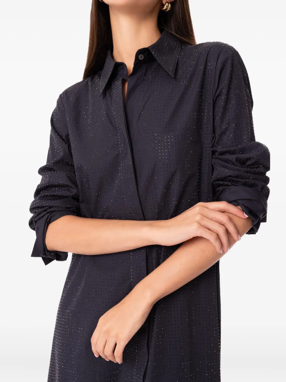 Twp Jenny's Crystal-embellished Shirt Dress In Blue