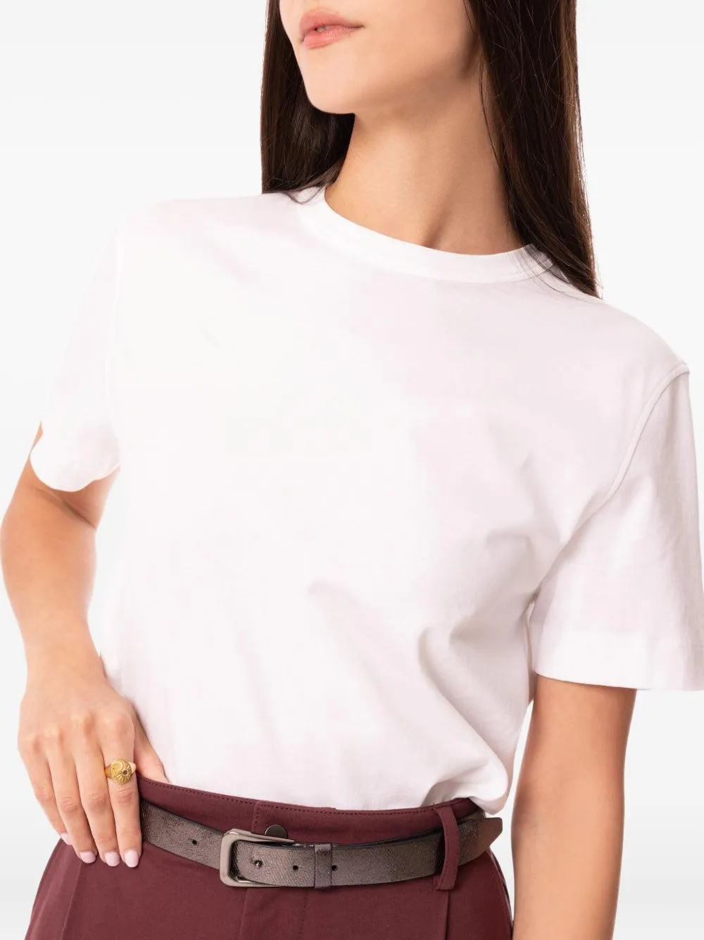 Brunello Cucinelli Monili Trim Cotton T-shirt In White