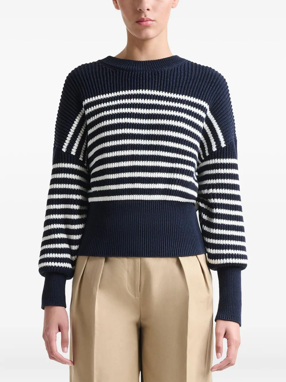 Altuzarra stripe-pattern crew-neck sweater Zwart