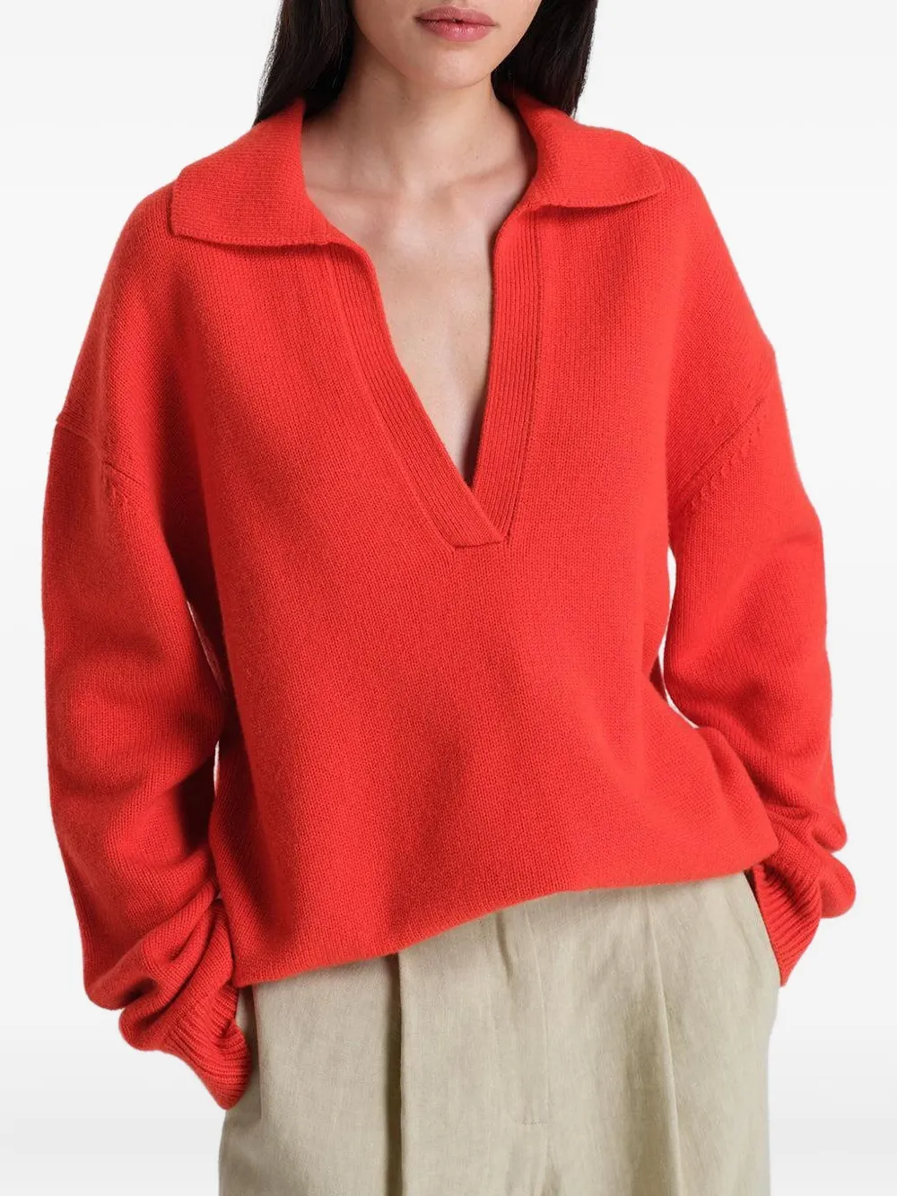  Twp Boy Henley Polo-neck Sweater - Red 