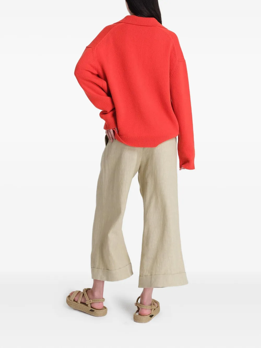  Twp Boy Henley Polo-neck Sweater - Red 