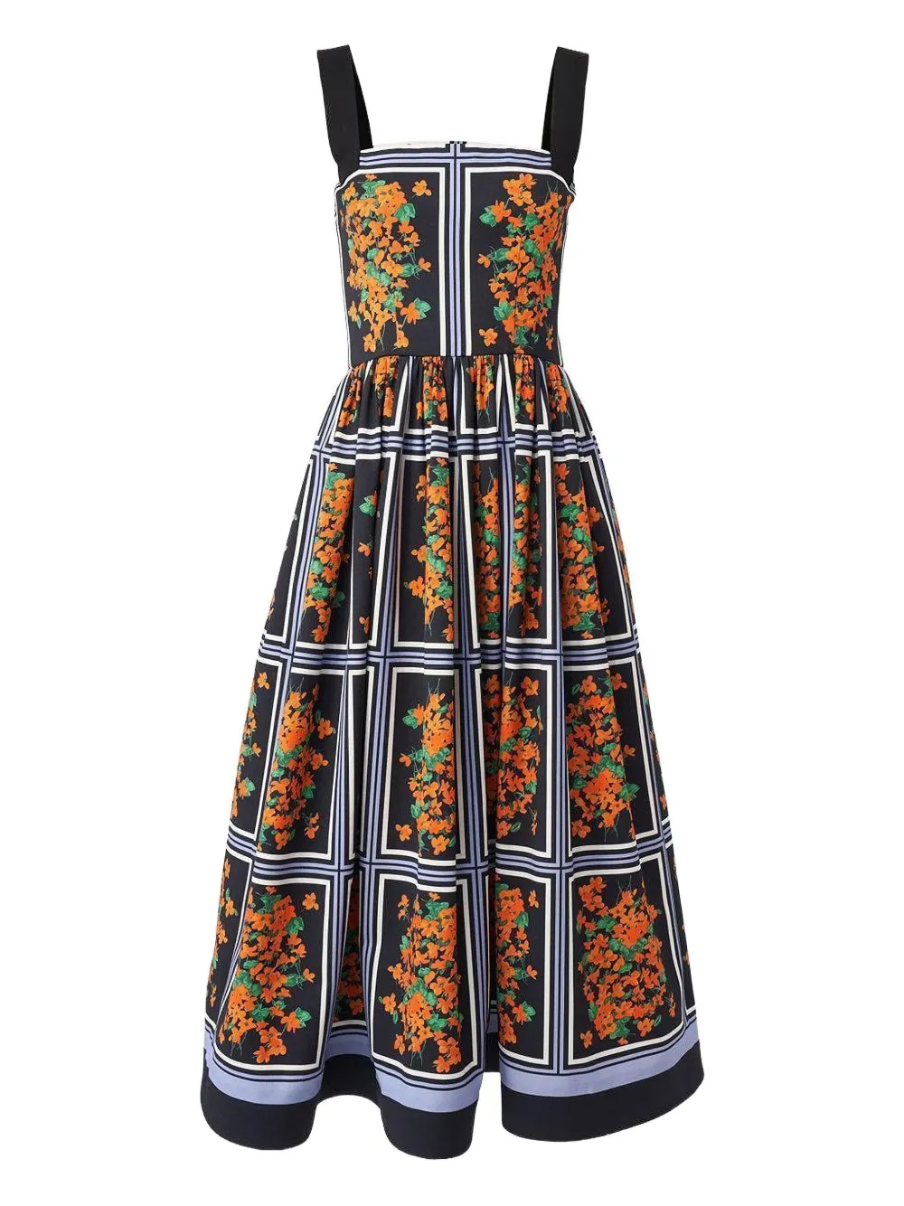 Carolina Herrera Floral-print Midi Dress In Black