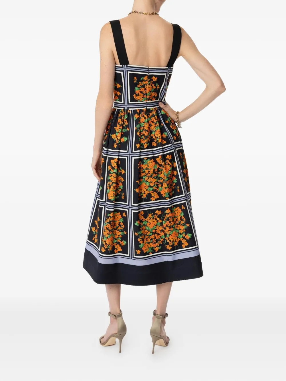 Carolina Herrera Cotton Faille Midi Dress In Black