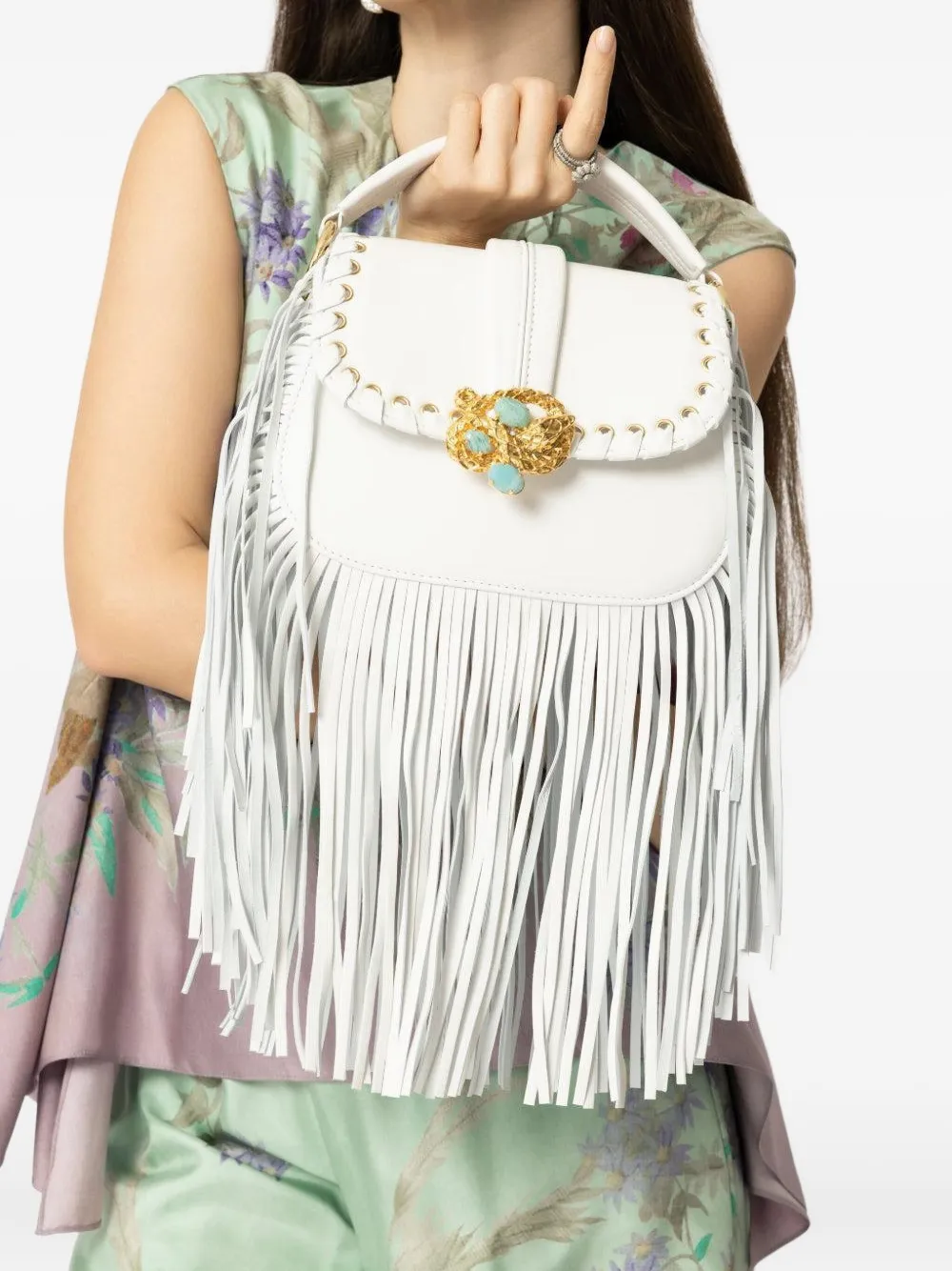 Gedebe Alice fringed tote bag - Wit