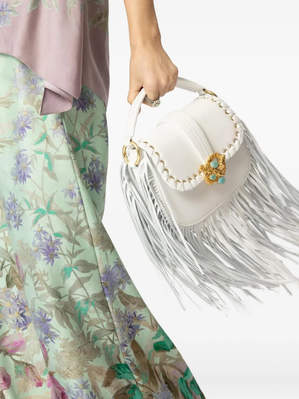 Gedebe Alice Fringed Tote Bag In White