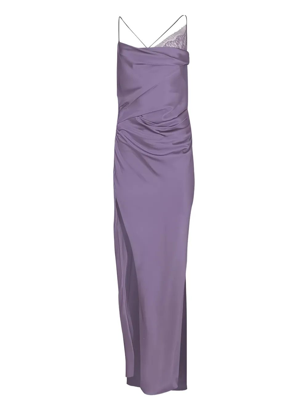 The Sei cowl-neck lace-trim dress - パープル The Sei cowl-neck lace-trim dress - パープル