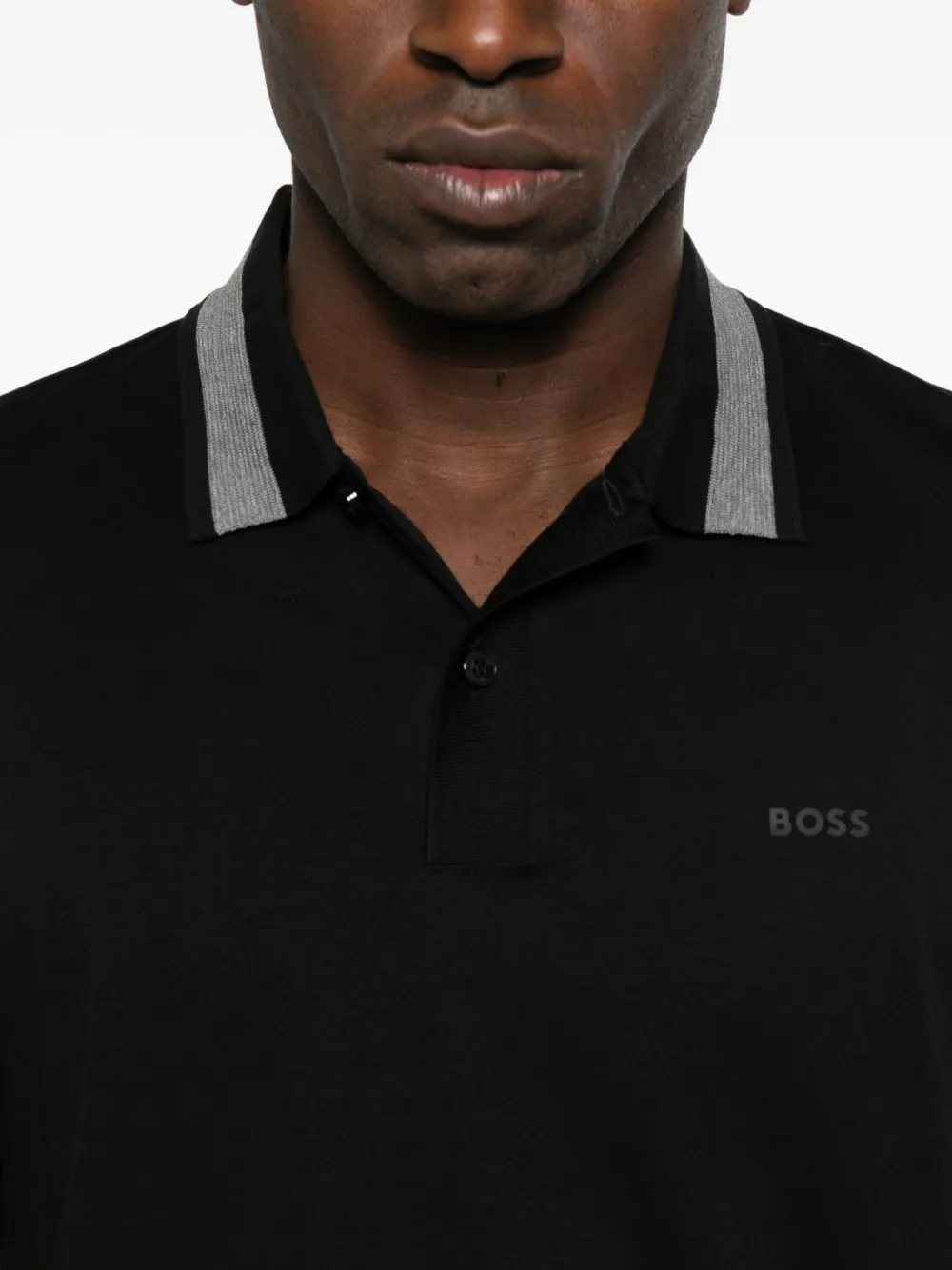 BOSS Poloshirt met lange mouwen Zwart