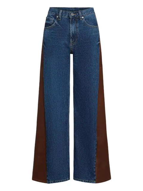 TWP Ramblim leather-panel jeans