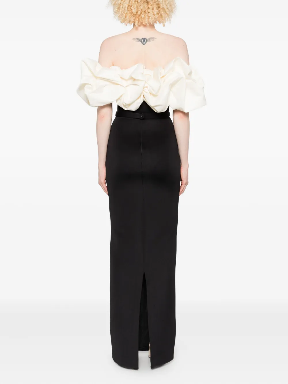 Aavva Off-shoulder Ruffled Midi Dress In Black