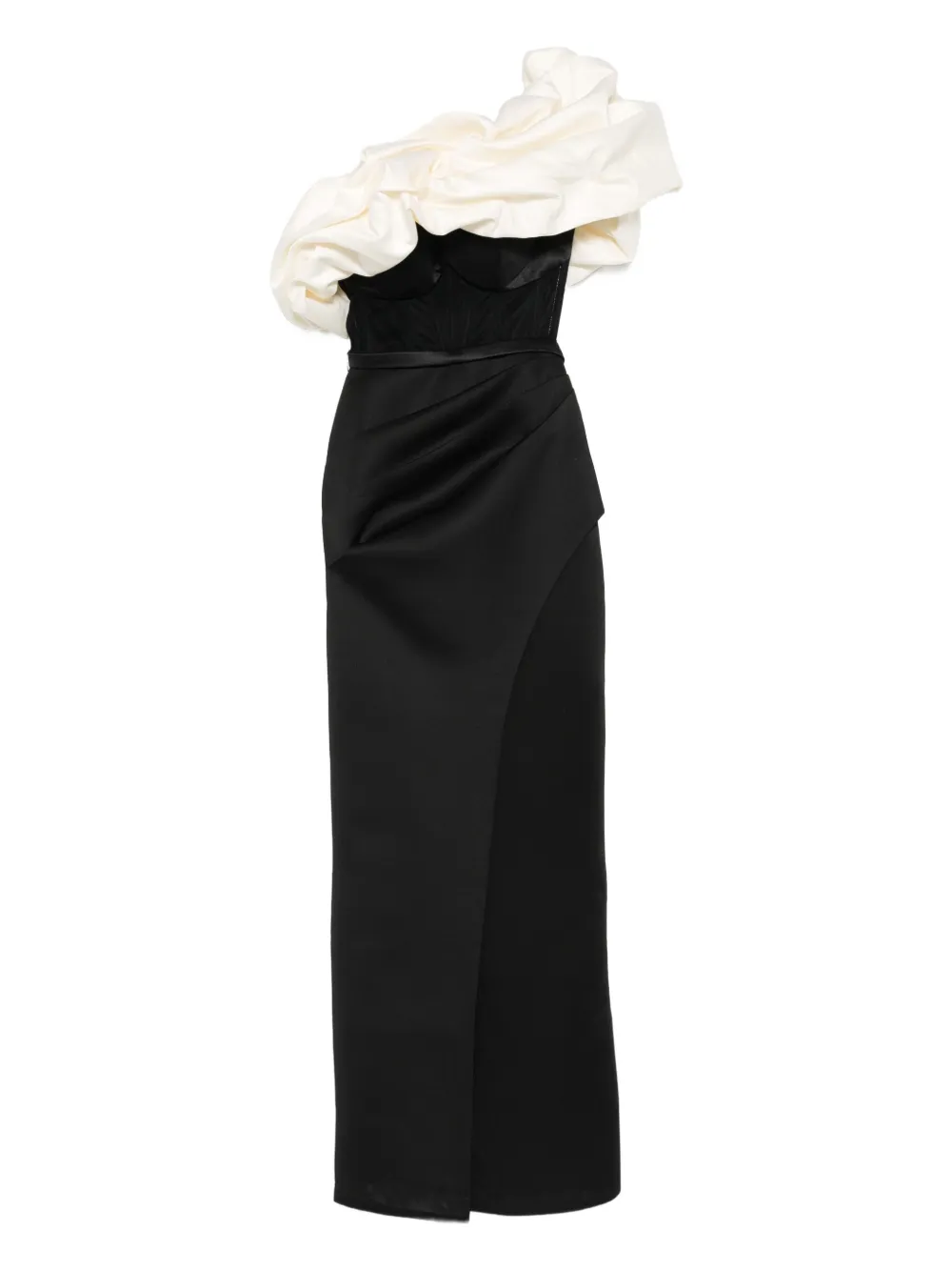AAVVA pearl-embellished draped dress - ブラック AAVVA pearl-embellished draped dress - ブラック
