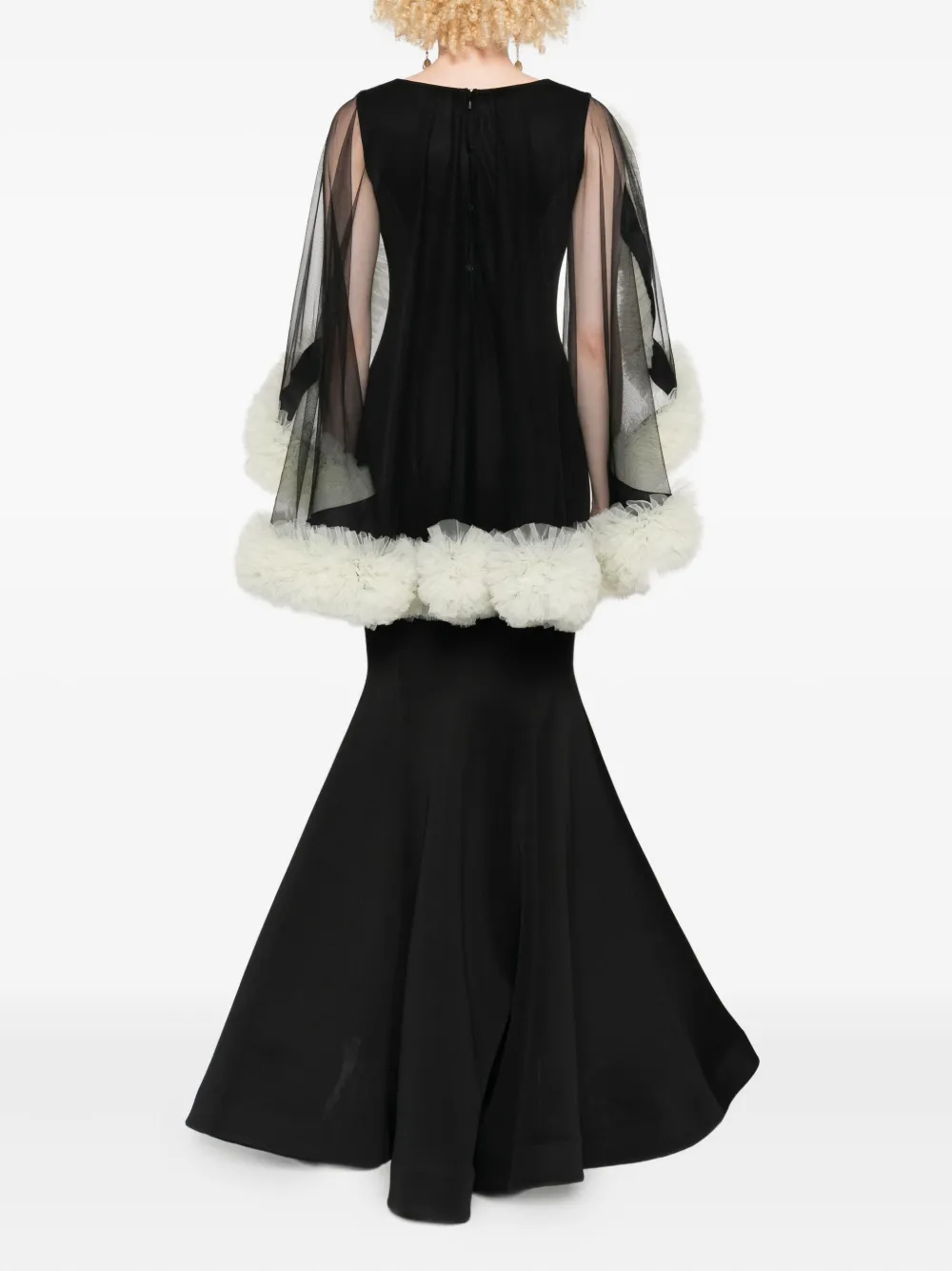 Aavva Ruffle-cape Gown In Black