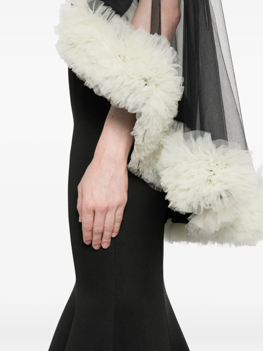 Aavva Ruffle-cape Gown In Black