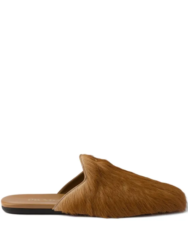 Prada Slip-on Leather Mules in Brown