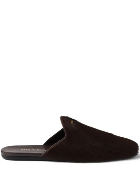 Prada logo-plaque hair-calf mules