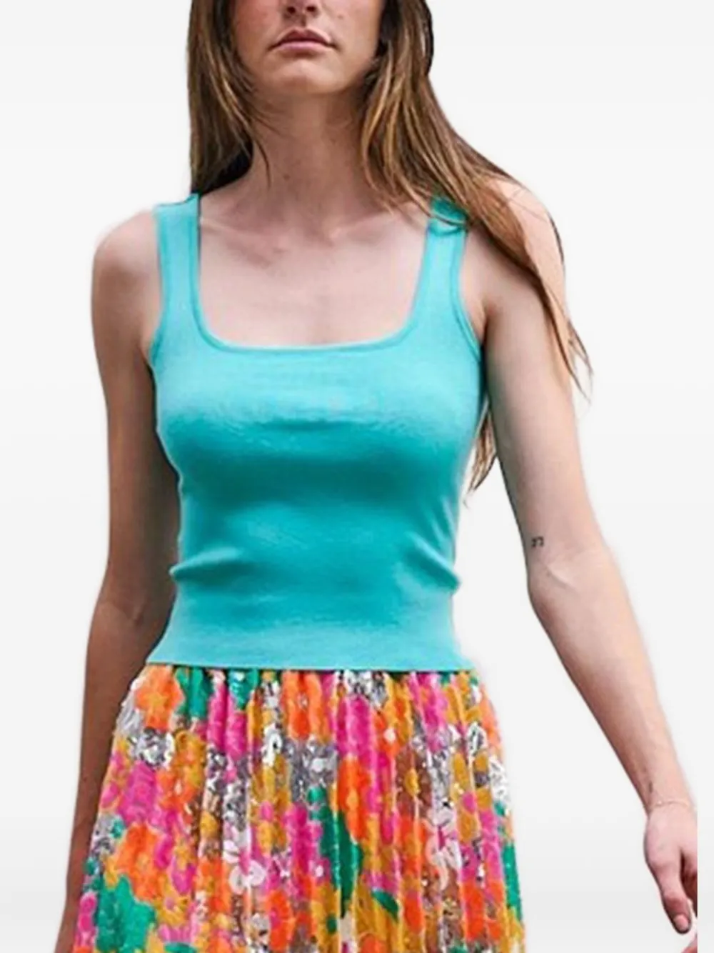 LE SUPERBE square-neck tank top Blauw