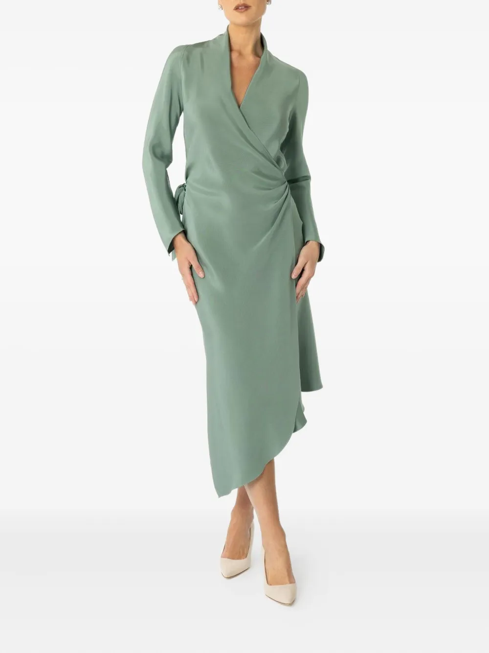 Peter Cohen Victor Wrap-neck Midi Dress In Green