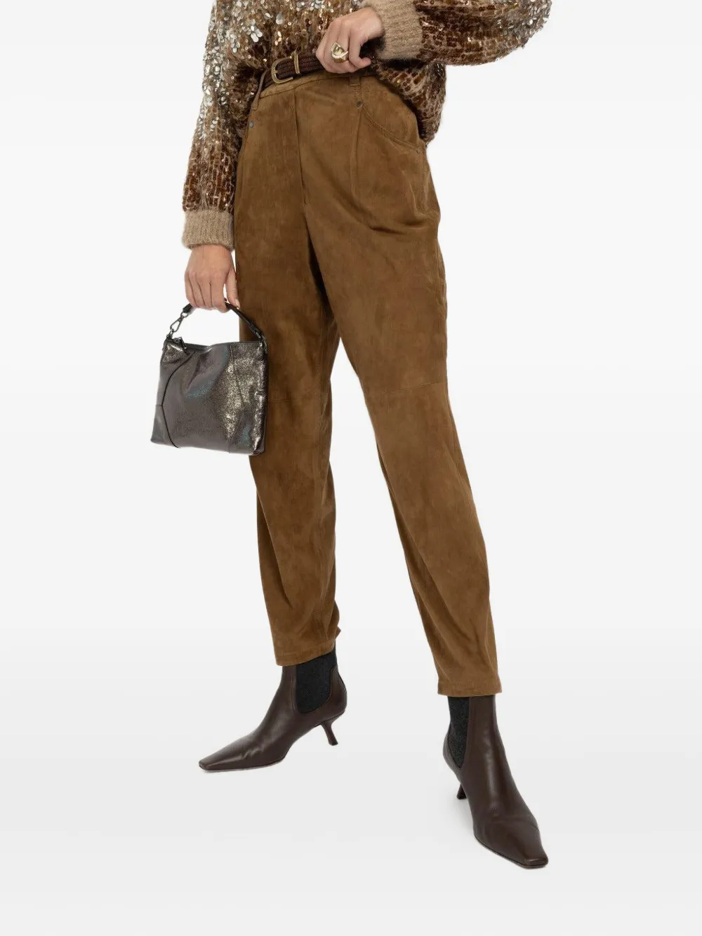 Brunello Cucinelli Pull-on Suede Trousers In Brown