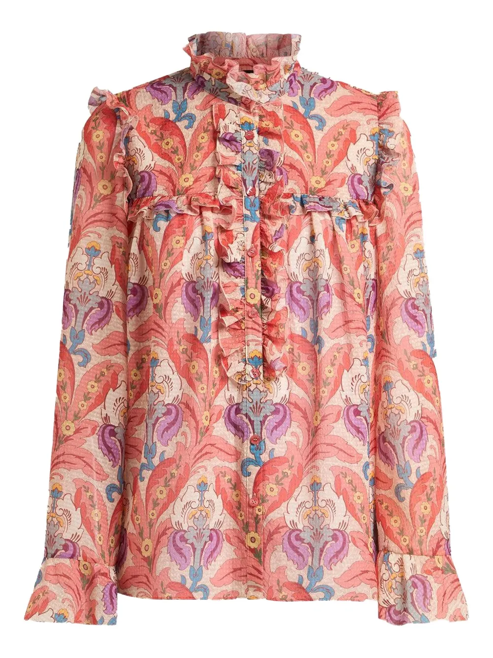 ETRO ruffle-detailed floral blouse | Pink | Image 1