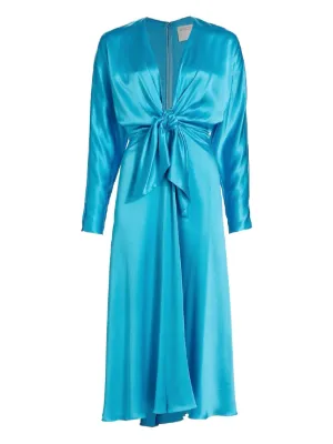 Alberta Ferretti Pleated V-neck Mini Dress - Green Alberta Ferretti Pleated V-neck Mini Dress - Green