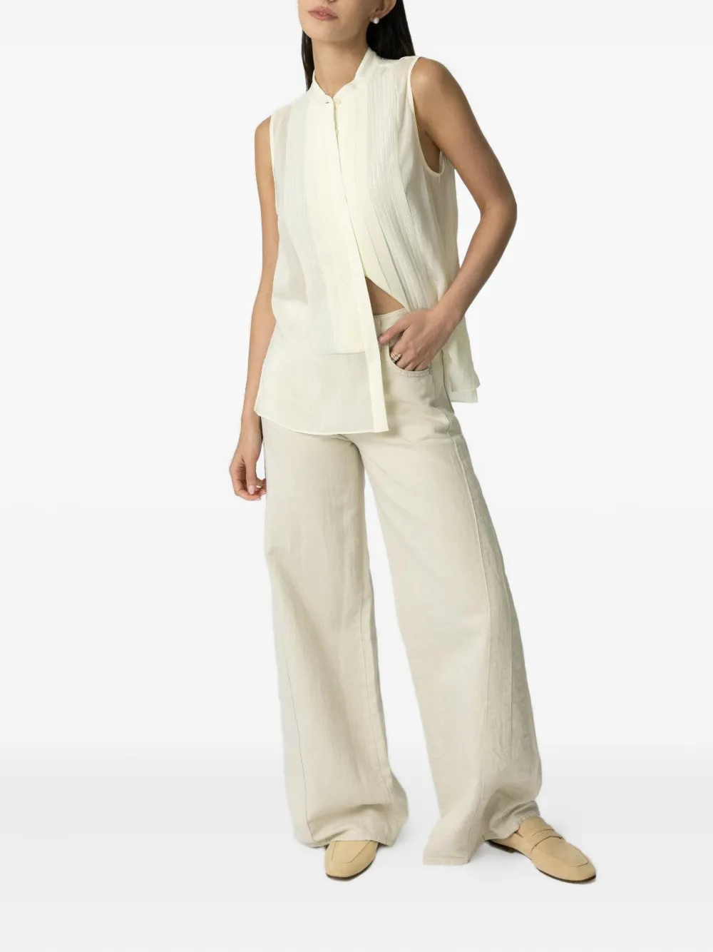 TWP Adele pleated sequin-embellished top - Wit