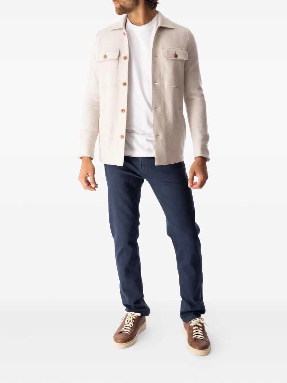 Eleventy four-pocket shirt jacket Beige