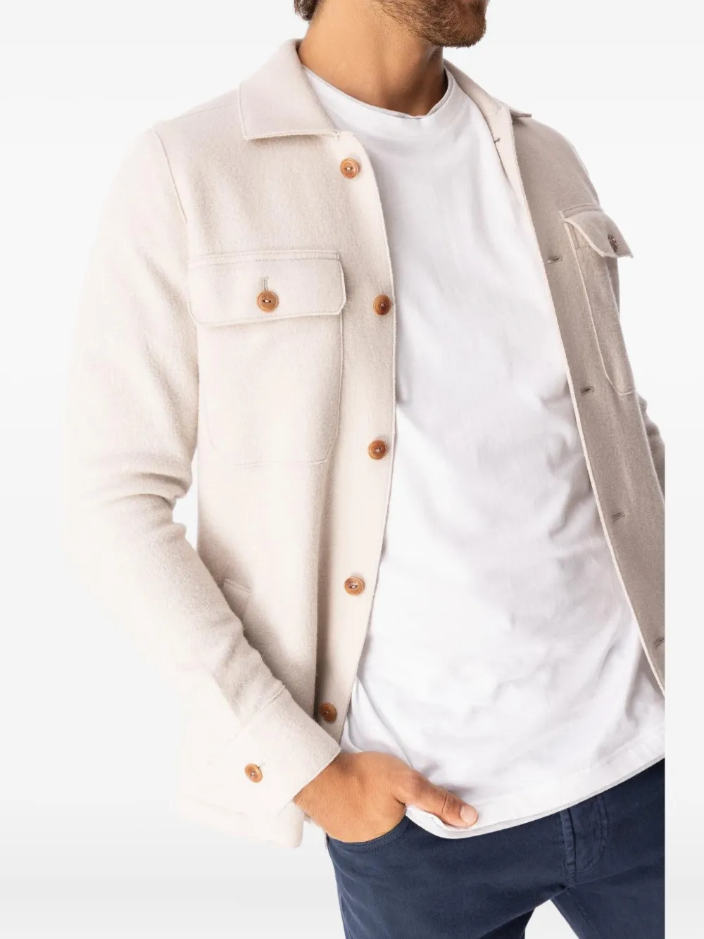 Eleventy four-pocket shirt jacket Beige