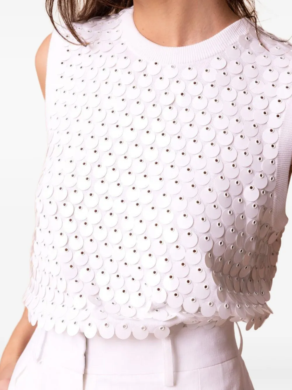 Michael Kors Collection sequin-embellished sleeveless top Wit