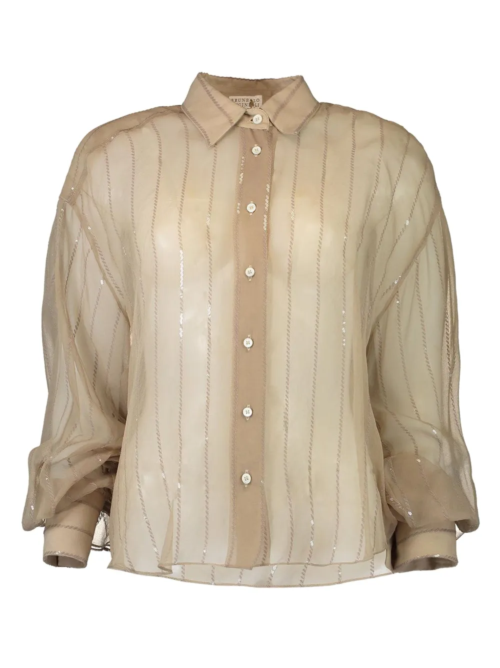 Brunello Cucinelli sequin-embellished sheer blouse | neutro | Image 1