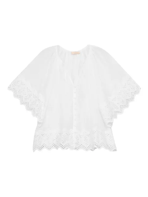 byTiMo Slub eyelet-trimmed blouse