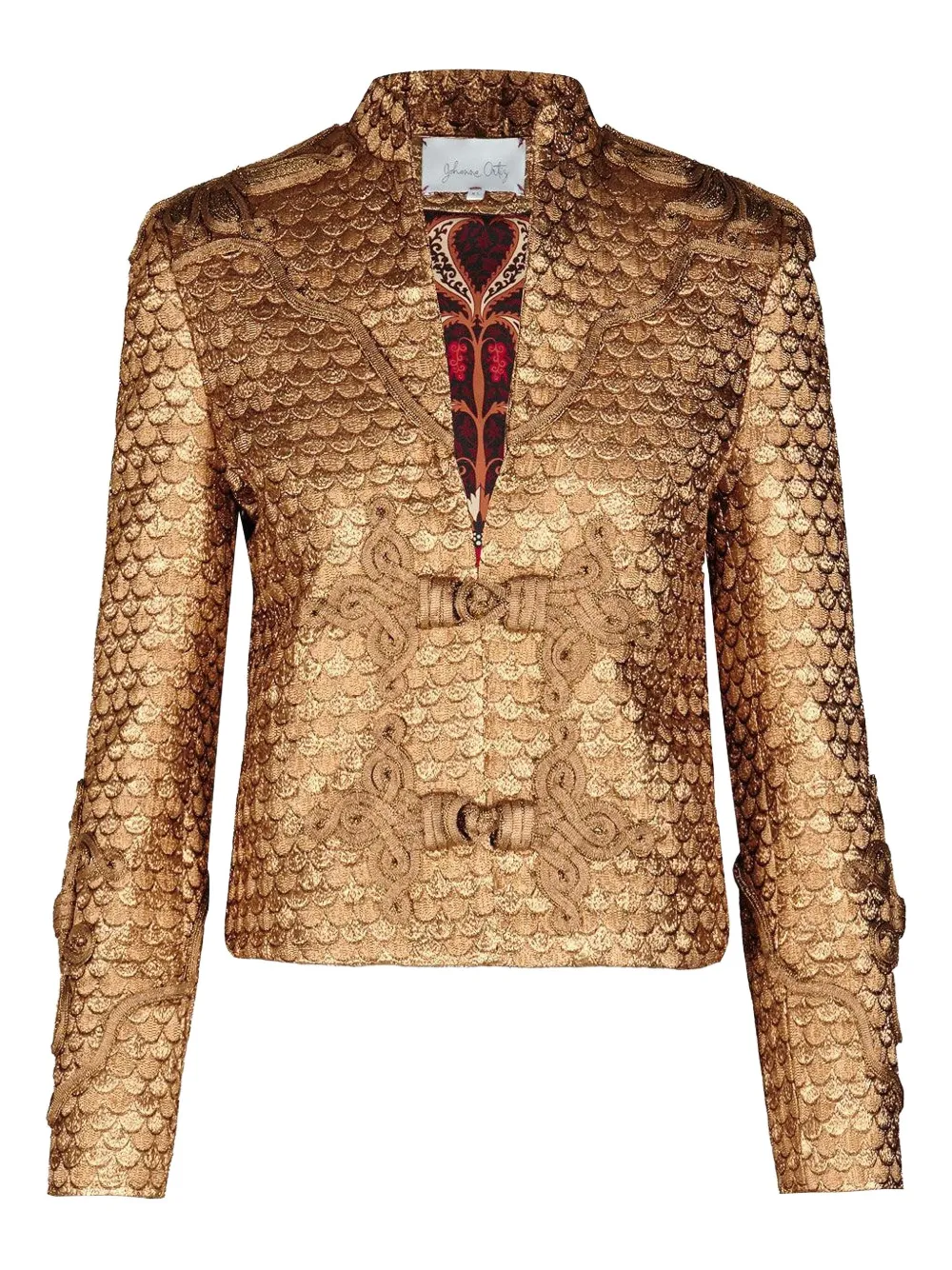 Johanna Ortiz Boldness Scale-pattern Knot-detail Jacket In Gold