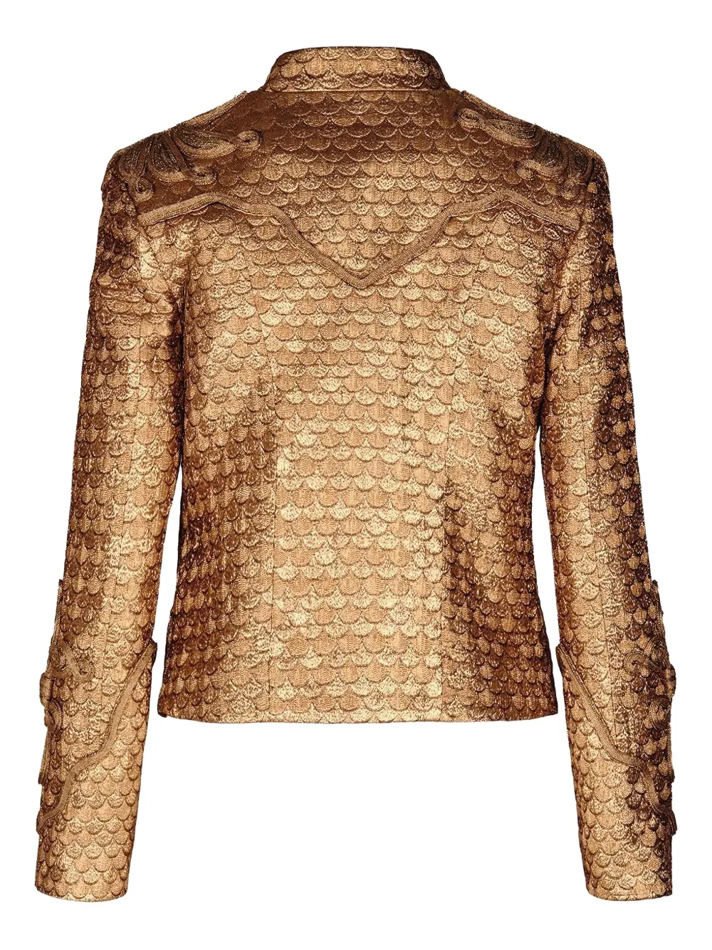 Johanna Ortiz Boldness Scale-pattern Knot-detail Jacket In Gold