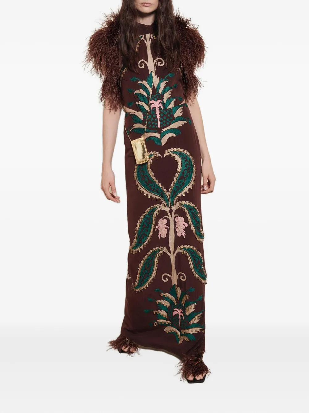 Johanna Ortiz Promised Land Floral Maxi Dress In Brown