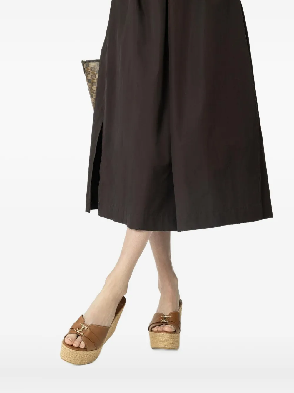 Jimmy Choo 100mm Leda Wedge Sandals In Brown