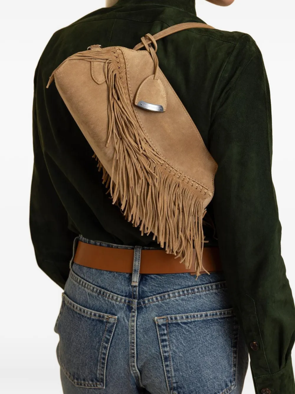 Polo Ralph Lauren small The Ralph fringed suede shoulder bag - Bruin
