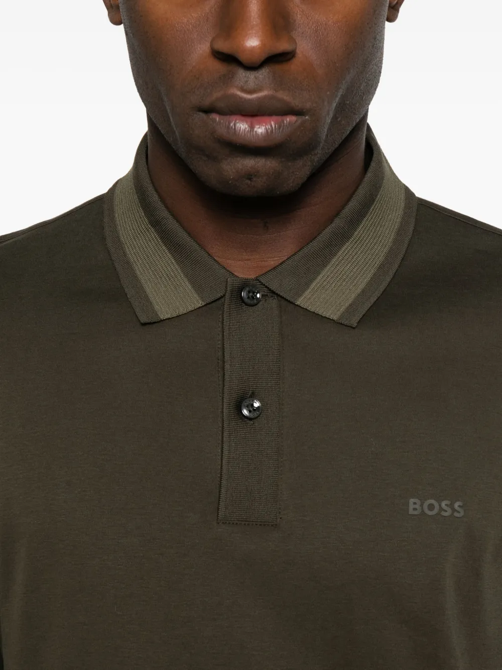 Hugo Boss Long-sleeve Polo Shirt In Brown