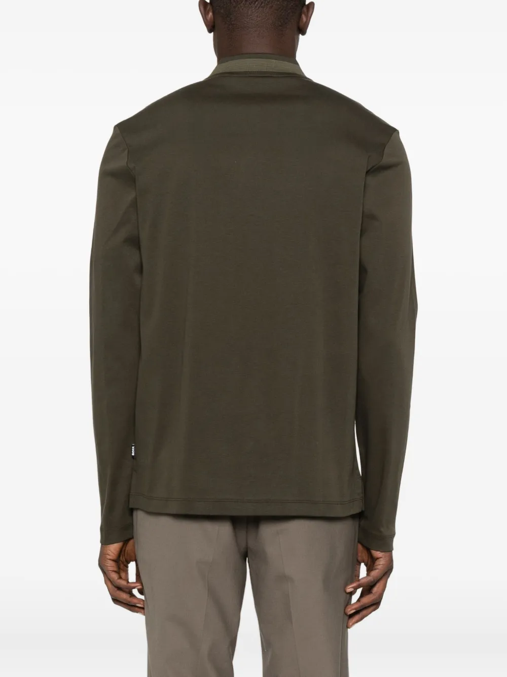 Hugo Boss Long-sleeve Polo Shirt In Brown