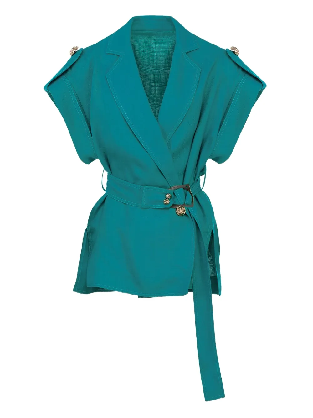 Elie Saab V-neck Belted Blouse In Blue