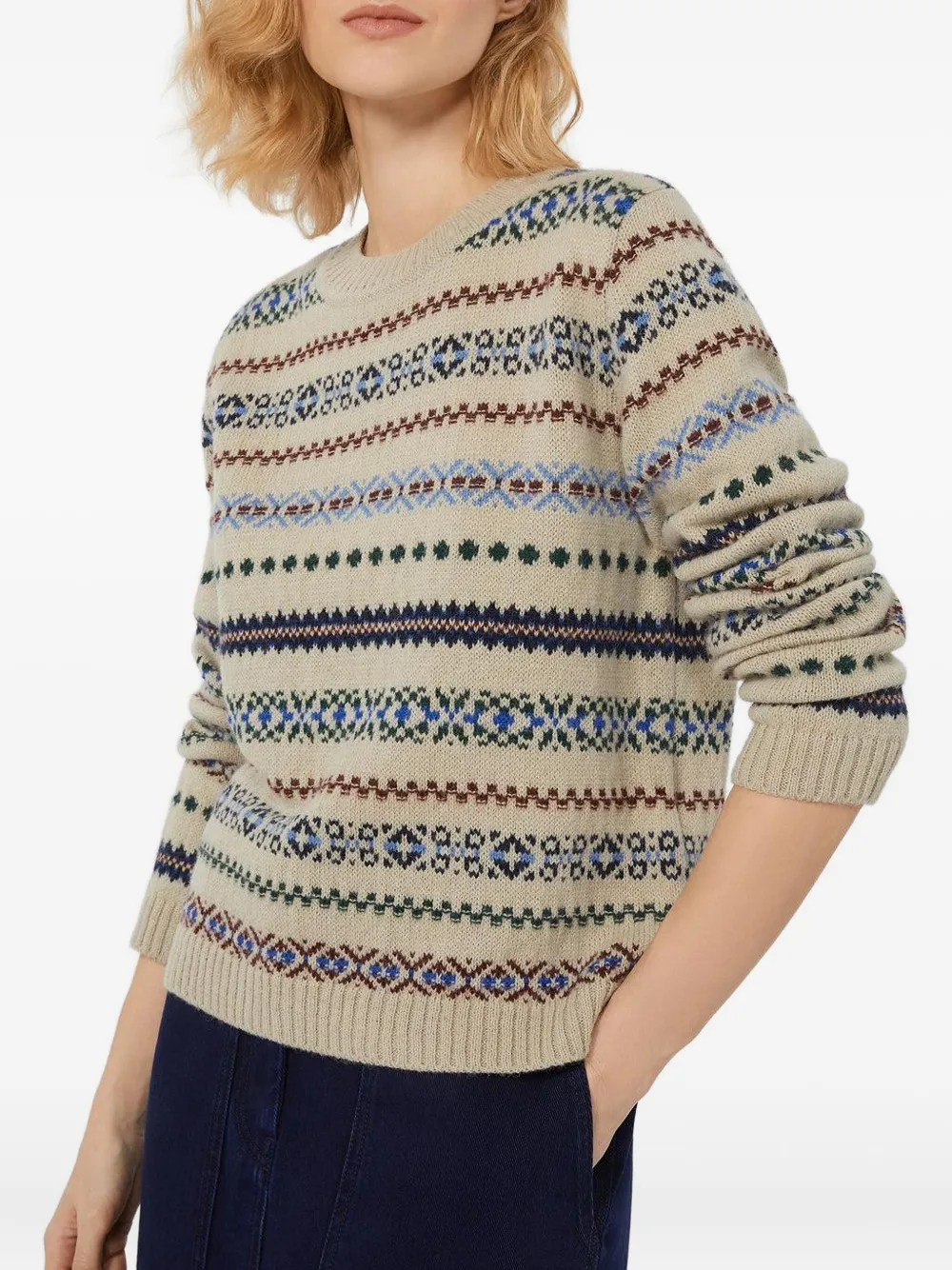 Weekend Max Mara Quirite Jacquard Crewneck Sweater In Neutral