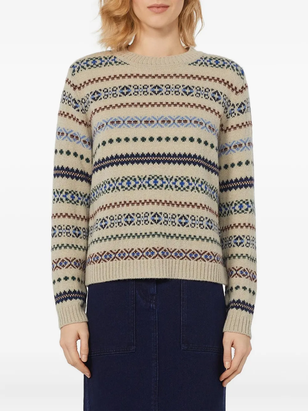 Weekend Max Mara Quirite Jacquard Crewneck Sweater In Neutral