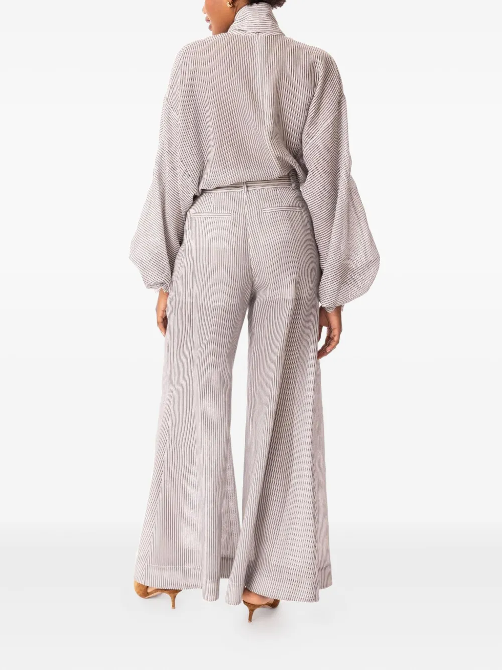 Zimmermann Pussy-bow Striped Cotton And Silk-blend Blouse In Pattern