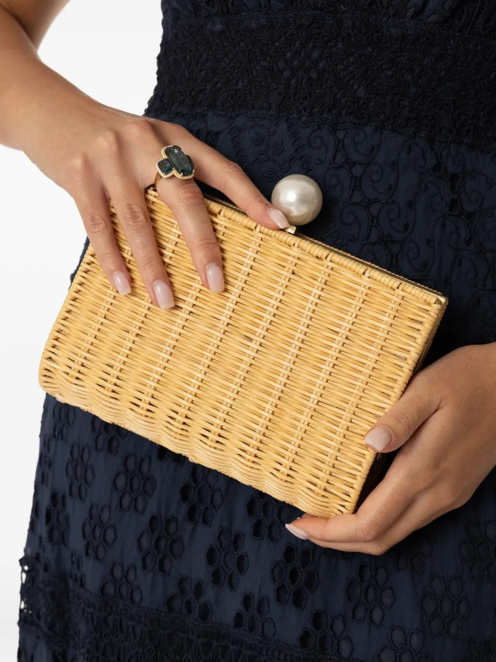 Pamela Munson The Petite Pearl Clutch Bag In Neutral