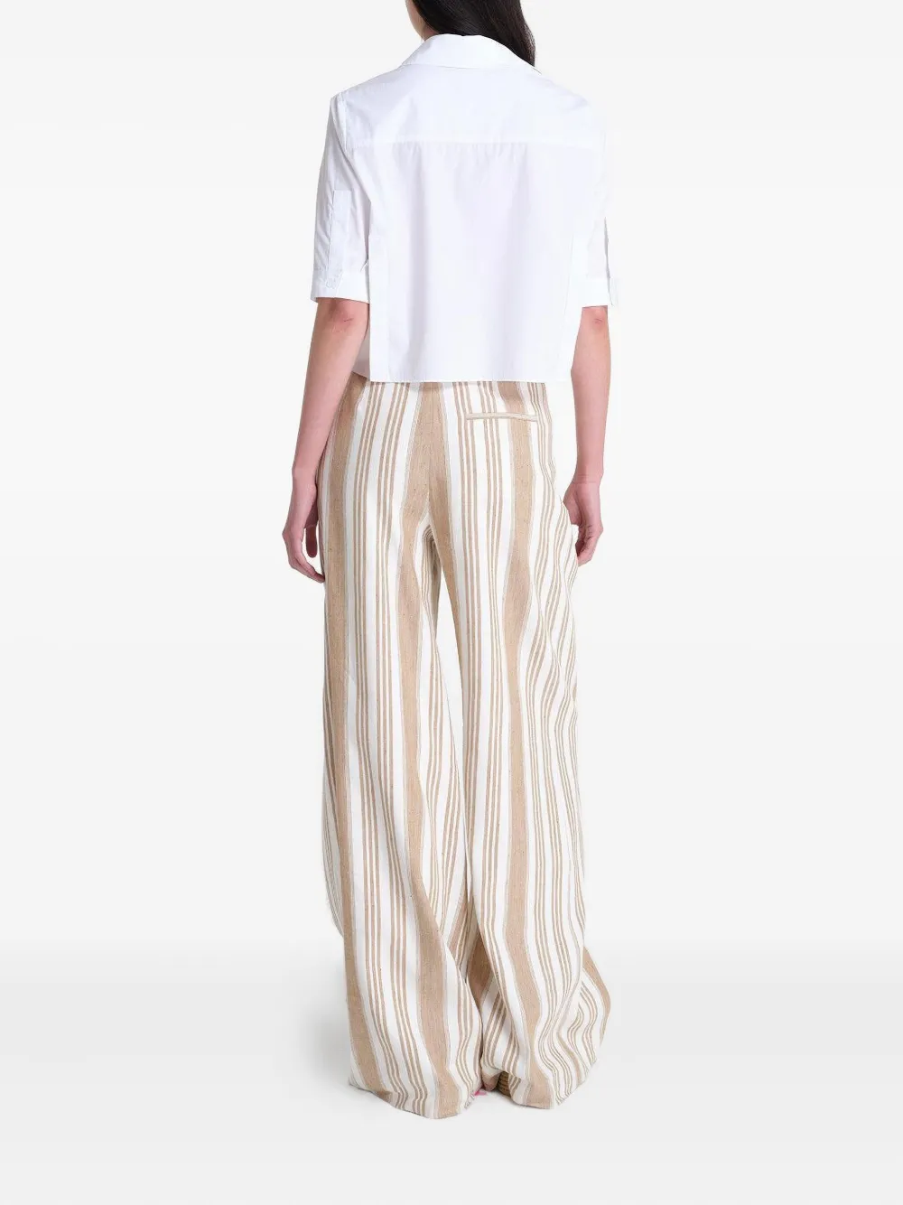 TWP Short Lived pocket cropped shirt Wit